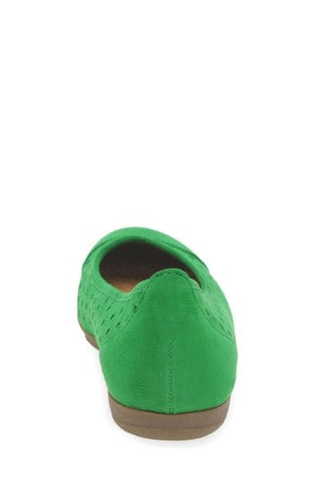 Buy Gabor Green Ruffle Verde Suede Ballerina Style Shoes from the
