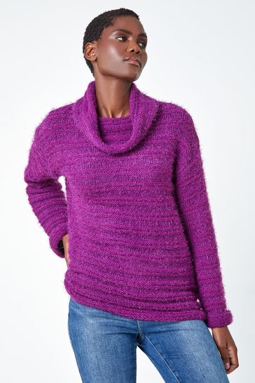 Buy Roman Purple Fluffy Roll Neck Jumper from Next Ireland