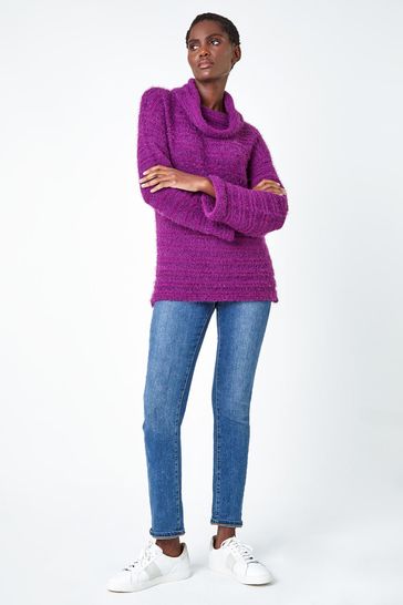 Fluffy roll hotsell neck jumper
