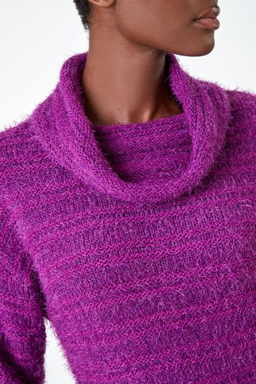 Buy Roman Purple Fluffy Roll Neck Jumper from Next Ireland