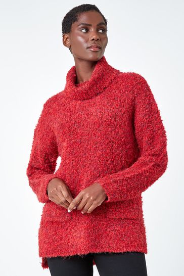 Red cowl neck jumper hotsell