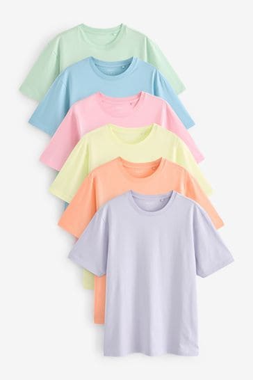 Blue/Mint Green/Pink/Light Pink/Purple/Yellow T-Shirts 6 Pack