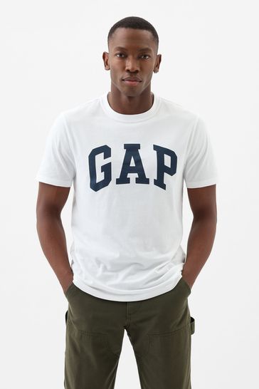 Gap White Everyday Soft Logo Short Sleeve Crew Neck T-Shirt