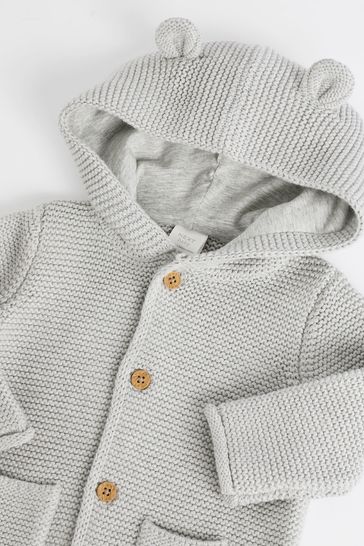 Knitted hooded cardigan baby top