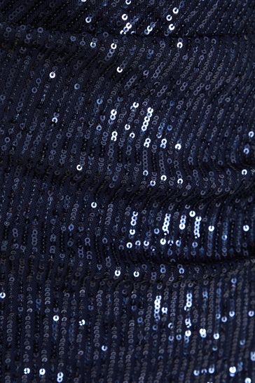 Quiz navy sequin bardot maxi dress clearance