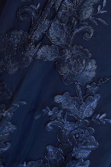Navy glitter lace high neck dip hem sales dress