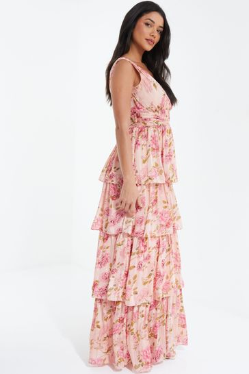 Quiz pink chiffon cheap maxi dress
