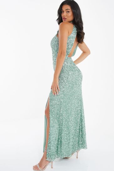 Quiz high cheap neck maxi dress