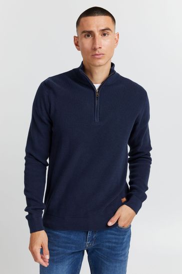 Blend Blue Quarter Zip Knitted Sweater