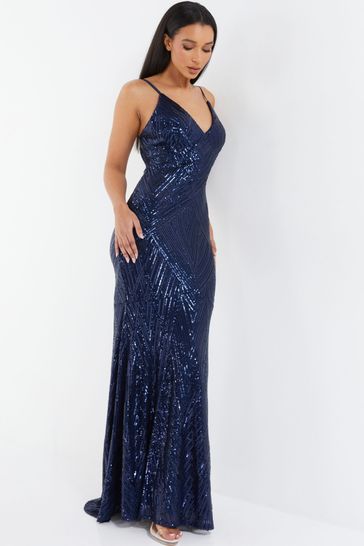 Blue sequin maxi dress shop