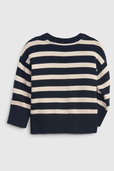 Blue and online grey striped sweater