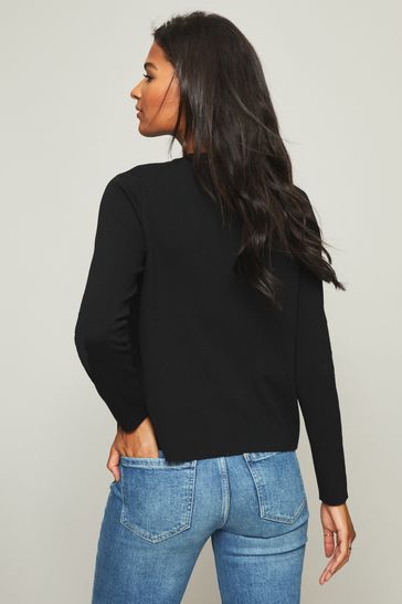 Black crew store neck cardigan womens