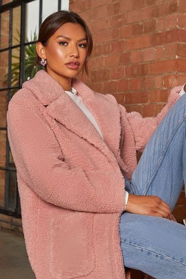 Blush pink deals teddy coat