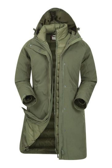Mountain Warehouse Khaki Zöld Alaskan Womens 3 In 1 Hosszú kabát