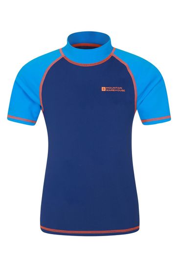 Mountain Warehouse Blue & Orange Short Sleeved Kids Rash Vest