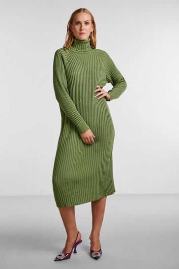 Y.A.S Green Roll Neck Maxi Knitted Dress