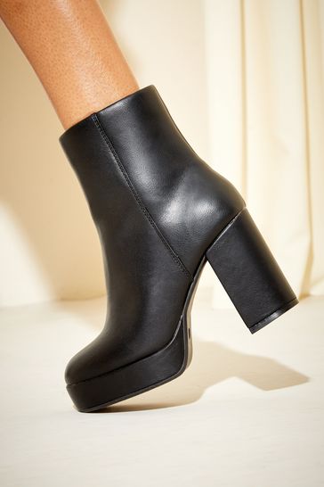 Black platform block heel boots clearance