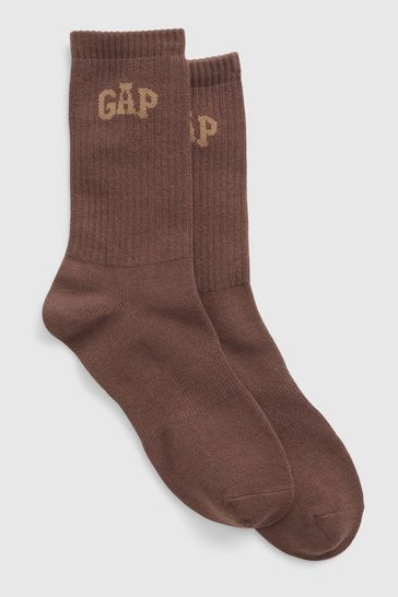 Gap Brown Logo Crew Athletic Socks