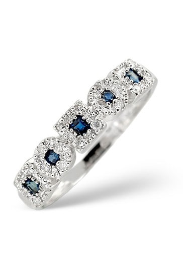 The Diamond Store Sapphire 0.18ct And Diamond Ring in 9K White Gold