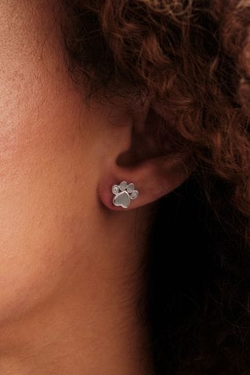 ICYROSE Sterling Silver Purple Crystals Paw Print Girls Kids Stud Earrings 3400 