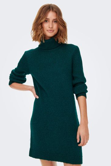 JDY Green Cosy Knitted Roll Neck Dress