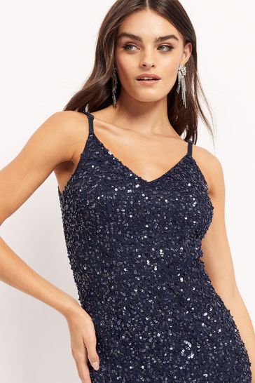 Maya v neck sequin fishtail maxi dress outlet