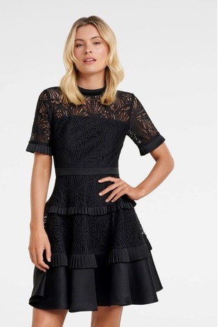lace tiered skater dress