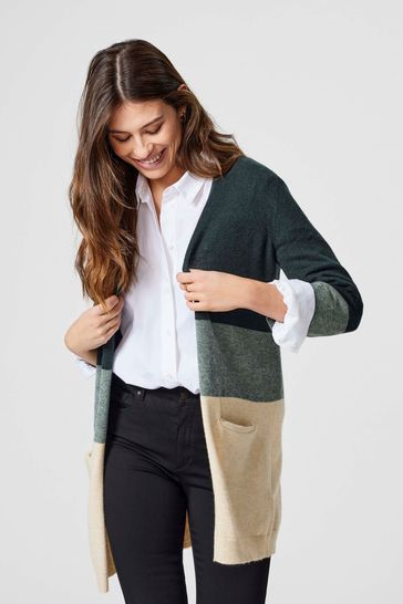 ONLY Green Cosy Colour Block Cardigan