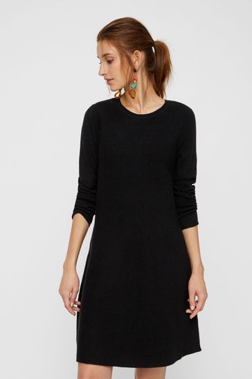 VERO MODA Black Knitted Fit And Flare Jumper Dress