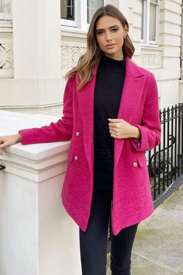 Buy Lipsy Pink Boucle Military Blazer Coat from Next Poland