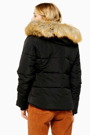 topshop faux fur hooded jacket