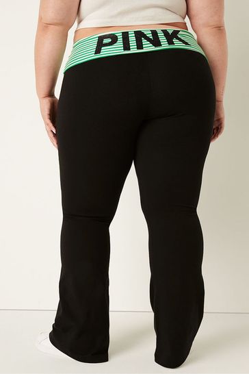 Buy Victoria's Secret PINK Pure Black with Green Foldover Full Length Flare  Legging from Next Norway