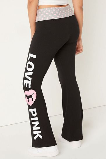 Buy Victoria's Secret PINK Pure Black with Pink Foldover Full Length Flare  Legging from Next Luxembourg
