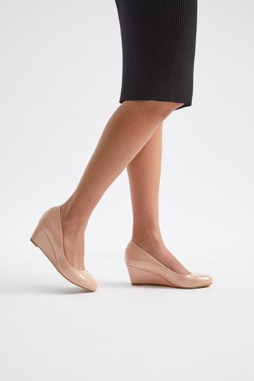 Buy Friends Like These Nude Patent Wide FIt Patent Wedge Court