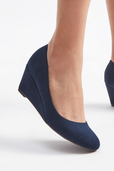 Navy wedge court shoes sales