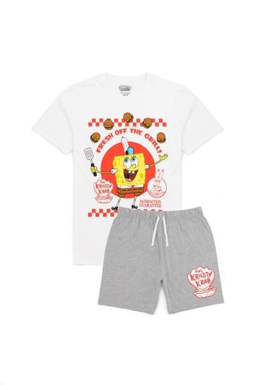 Vanilla Underground White SpongeBob SquarePants Printed Pyjamas - Mens