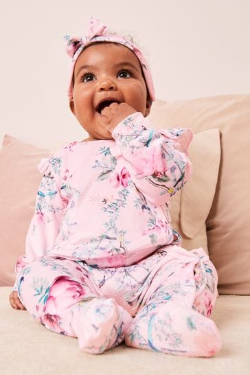 Pink 2025 velour babygrow