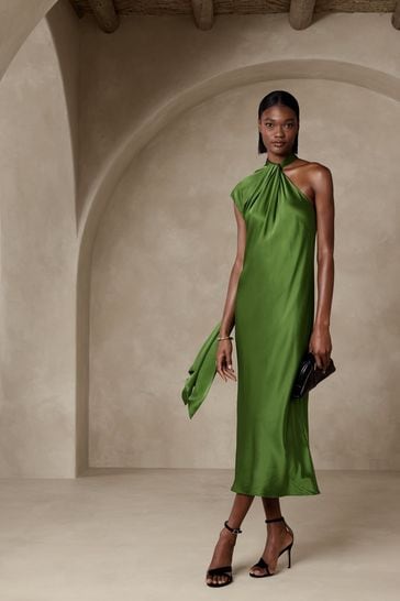 Banana Republic Green Kaia Silk Midi Dress