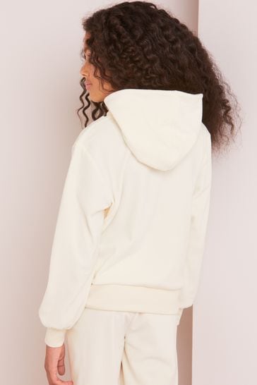 Cropped velour zip up hoodie sale
