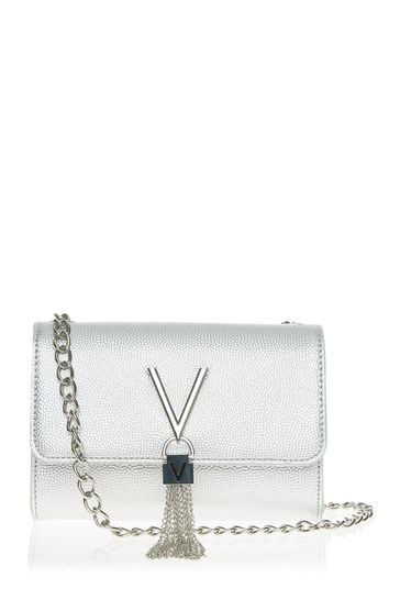 Valentino Bags Silver Divina Crossbody Tassel Bag