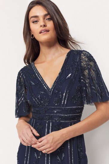 Maya all over embellished maxi dress shop