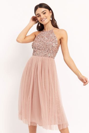 Maya high neck midi tulle dress clearance