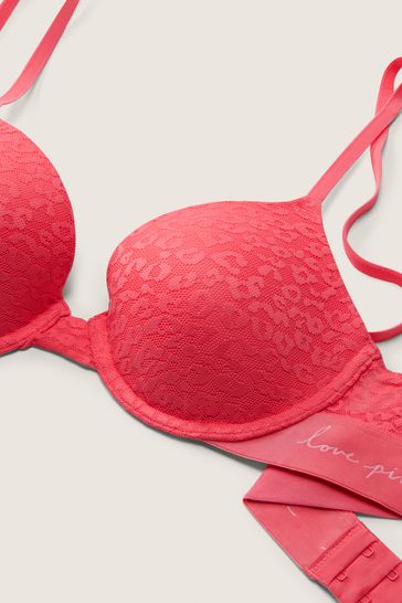 Buy Victoria's Secret PINK Sunkissed Pink Lace Lightly Lined Push Up T-Shirt  Bra from Next Luxembourg