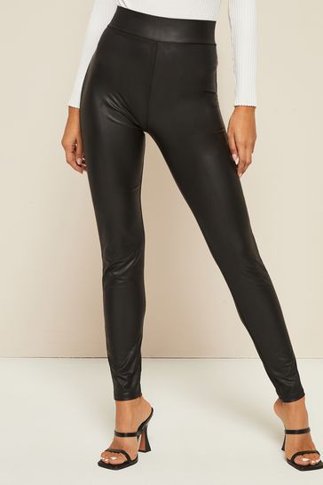 Friends Like These Black Faux Leather Look Leggings