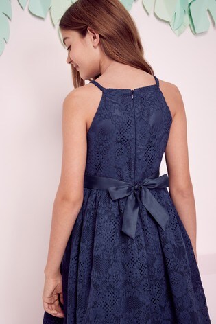 navy lace occasion dress