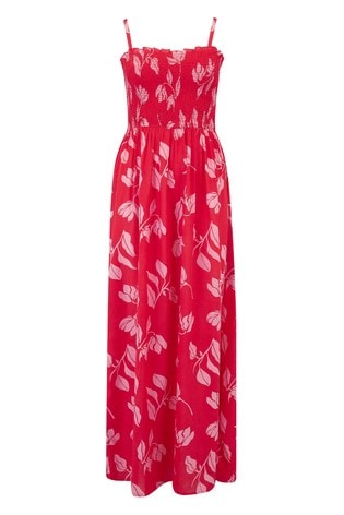 shirred bodice maxi dress