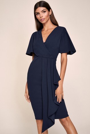 navy drape dress