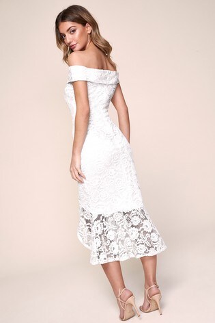 bardot white lace dress
