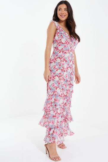 Tommy hilfiger printed chiffon tier maxi dress deals