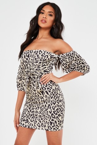 leopard bardot dress
